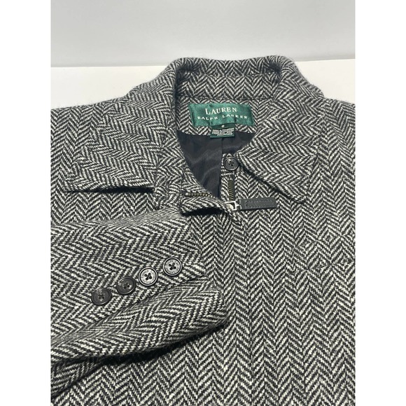 Lauren Ralph‎ Lauren Full Zip Wool Jacket Padded Shoulder Size 6 Black - Picture 4 of 5